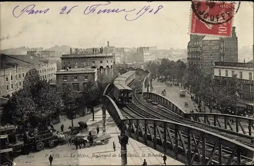 Ak Paris XIX, Boulevard de la Villette, Metro