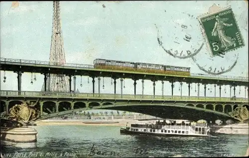 Ak Paris XVI Passy, Metrobrücke