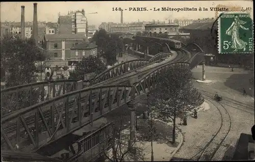 Ak Paris XVI Passy, Metropolitan in La Villette