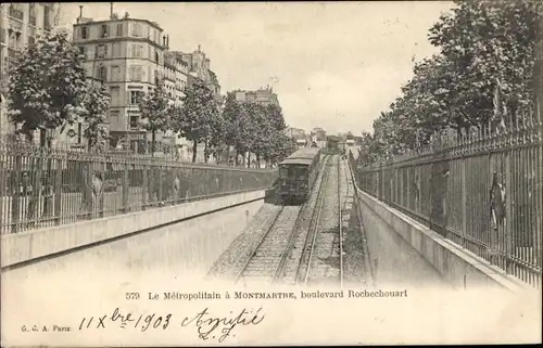 Ak Montmartre Paris, Die Metropole in Montmartre, Boulevard Rochechouart