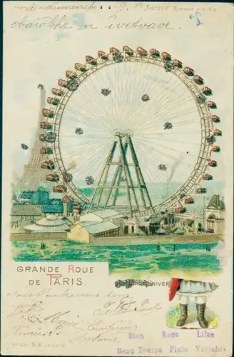 Glitzer Litho Paris VII, Der Eiffelturm, Riesenrad