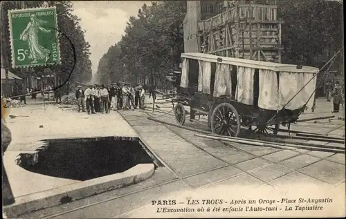 Ak Paris VIII. Arrondissement Élysée, Les Trous, Nach einem Sturm, Place Saint Augustin