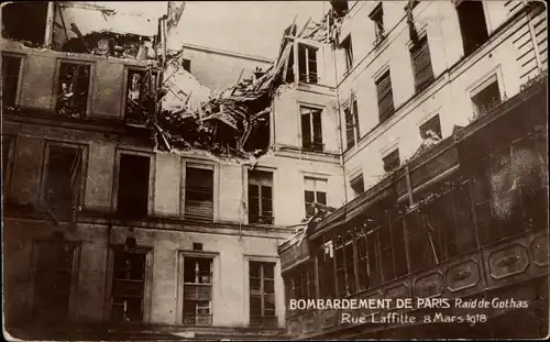 Ak Paris IX., Gothas-Überfall, Rue Laffitte, 8. März 1918
