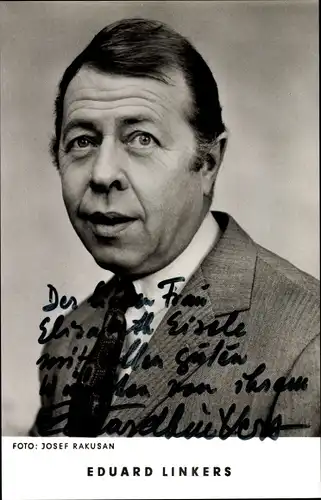 Ak Schauspieler Eduard Linkers, Portrait, Autogramm, Krawatte