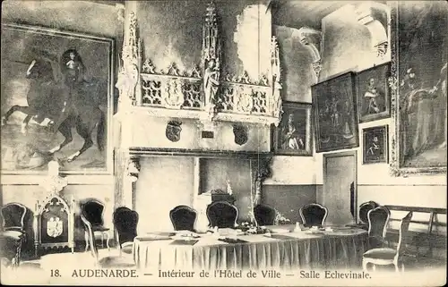 Ak Oudenaarde Audenarde Ostflandern, Interieur de l'Hotel de Ville, Salle Echevinale