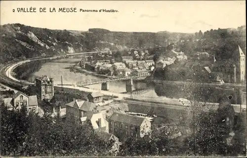 Ak Hastière Wallonien Namur, Panorama, Vallee de la Meuse