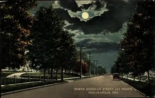 Ak Indianapolis Indiana USA, North Meridian Street, Nacht