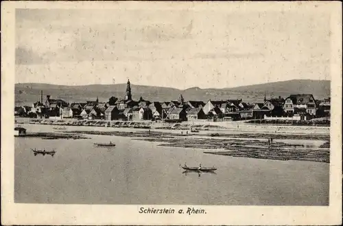 Ak Schierstein Wiesbaden in Hessen, Totalansicht, Ruderboote