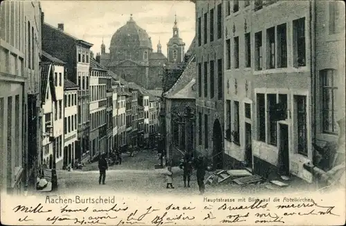 Ak Burtscheid Aachen, Hauptstraße mit Blick auf die Abteikirche