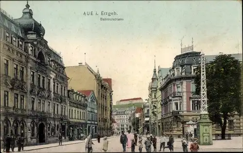 Ak Aue im Erzgebirge Sachsen, Bahnhofstraße