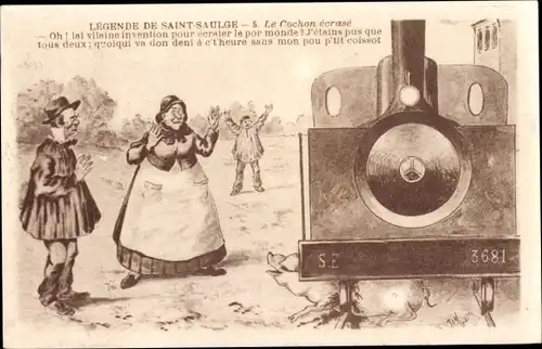 Ak Legende de Saint-Saulge, Das Schwein zerschmettert