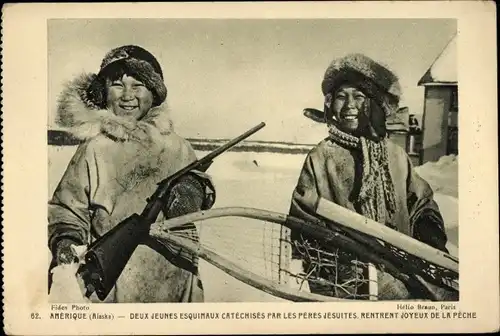 Ak Alaska, Zwei junge Eskimos, die von den Jesuitenpatres katechisiert wurden