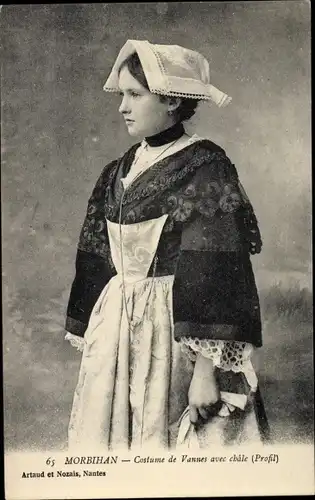 Ak Morbihan, Bretagne, Vannes-Kostüm mit Schal