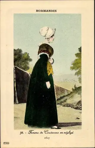 Ak Normandie, Frau in Volkstracht, Kopfbedeckung, Kleid, Tuch