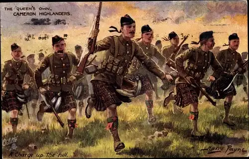 Künstler Ak Payne, Harry, Schottische Soldaten im Angriff, I WK