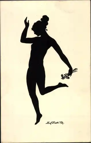 Scherenschnitt Ak Forck, Elsbeth, Frauengestalten