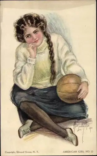 Künstler Ak Fidler, Alice Luella, American Girl no. 12