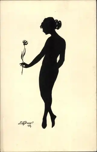 Scherenschnitt Ak Forck, Elsbeth, Frauengestalten