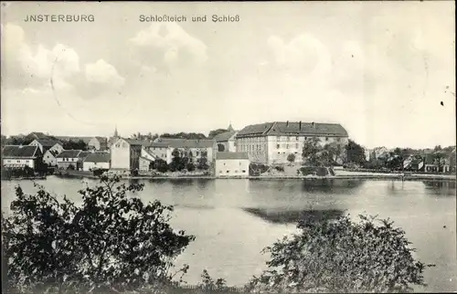 Ak Tschernjachowsk Insterburg Ostpreußen, Schlossteich und Schloss
