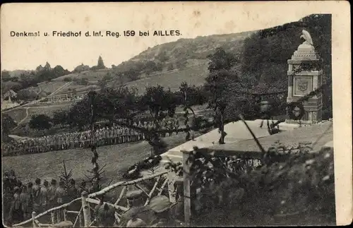 Ak Ailles Chermizy Aisne, Denkmal und Friedhof d. Inf.-Reg. 159