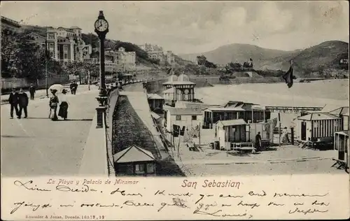 Ak Donostia San Sebastian Baskenland, La Playa, Palacio de Miramar