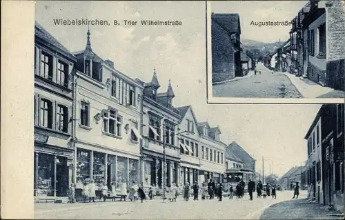 Ak Wiebelskirchen Neunkirchen im Saarland, Wilhelmstraße, Augustastraße, Straßenbahn