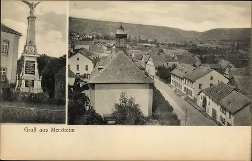 Ak Merxheim an der Nahe, Kriegerdenkmal, Panorama