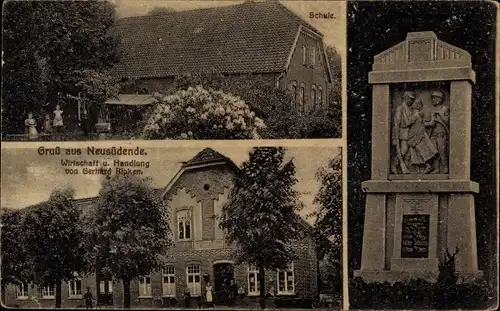 Ak Neusüdende Rastede in Oldenburg, Kriegerdenkmal, Wirtschaft und Handlung, Schule