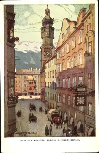 Künstler Ak Innsbruck in Tirol, Herzog Friedrich Straße