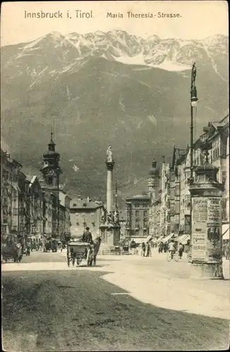 Ak Innsbruck in Tirol, Maria Theresia Straße, Litfaßsäule