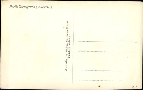 Ak Zillertal Tirol, Zemmgrund