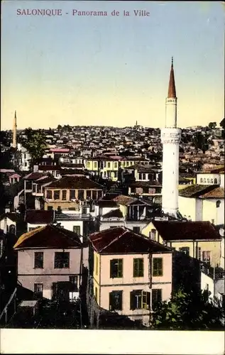 Ak Thessaloniki Griechenland, Panorama, Minarett