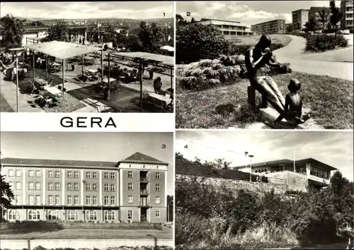 Ak Gera, HOG Terrassencafe Osterstein, Bieblach, Johannes-R.-Becher-Straße, HOG Haus des Bergmanns