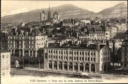Ak Genf Genf Stadt, Blick auf die Stadt, Salève und den Mont Blanc