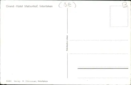 Ak Interlaken Kanton Bern Schweiz, Grand-Hotel Mattenhof