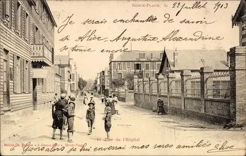 Ak Berck Plage Pas de Calais, Rue de l&#39;Hopital