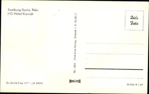 Ak Saalburg in Thüringen, Ho-Hotel Kranich