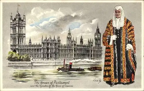 Künstler Ak H.Mokie, London, House of Parliament, Sprecher des Unterhauses