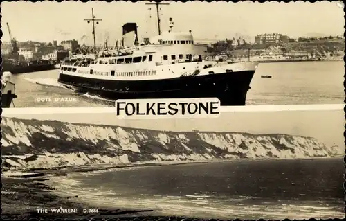 Ak Folkestone Kent England, Côte d&#39;Azur, Warren