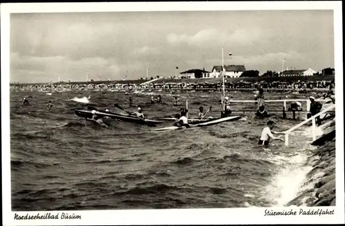 Ak Nordseebad Büsum, Stürmische Paddelfahrt