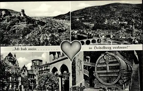 Ak Heidelberg am Neckar, Blick vom Philosophenweg, Das große Fass