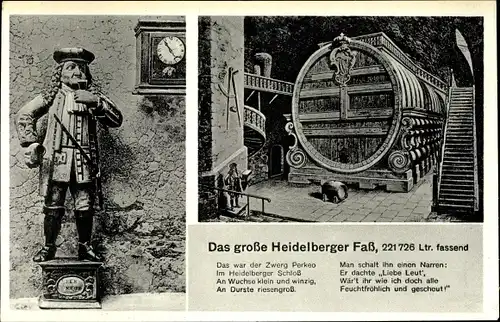 Ak Heidelberg am Neckar, Das große Heidelberger Fass, Gedicht