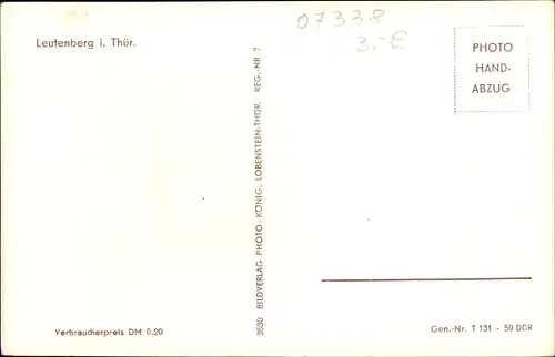 Ak Leutenberg in Thüringen, Gesamtansicht, Burg