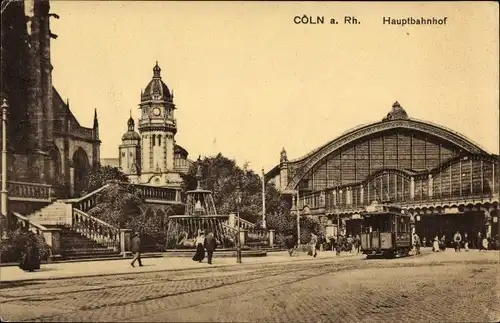 Ak Köln am Rhein, Hauptbahnhof, Straßenbahn