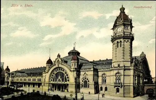 Ak Köln am Rhein, Hauptbahnhof, Vorderansicht, Turm