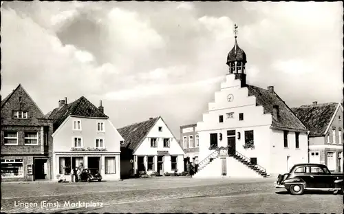 Ak Lingen Emsland, Marktplatz, Rathaus, Stadt Schänke