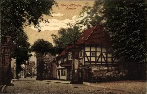 Ak Hann. Münden in Niedersachsen, Obertor, Fachwerkhaus