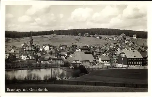 Ak Braunlage im Oberharz, Panorama mit Gondelteich