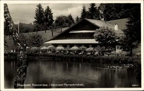 Ak Garmisch Partenkirchen in Oberbayern, Strandcafé Riessersee