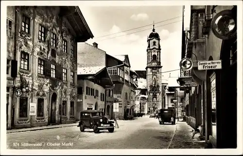 Ak Mittenwald, Oberer Markt, Damen und Herrenfriseur